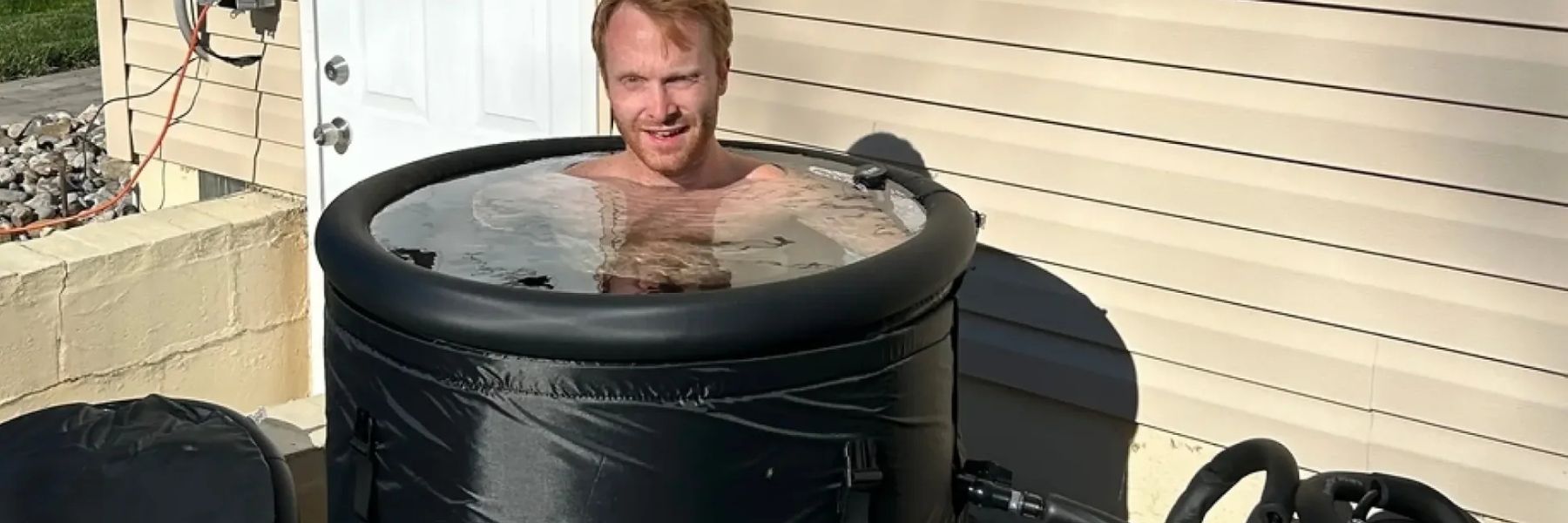 Cold Plunge Tub with chiller and filtration system installed outdoors for Ice Bath therapy.