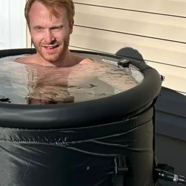 Cold Plunge Tub with chiller and filtration system installed outdoors for Ice Bath therapy.