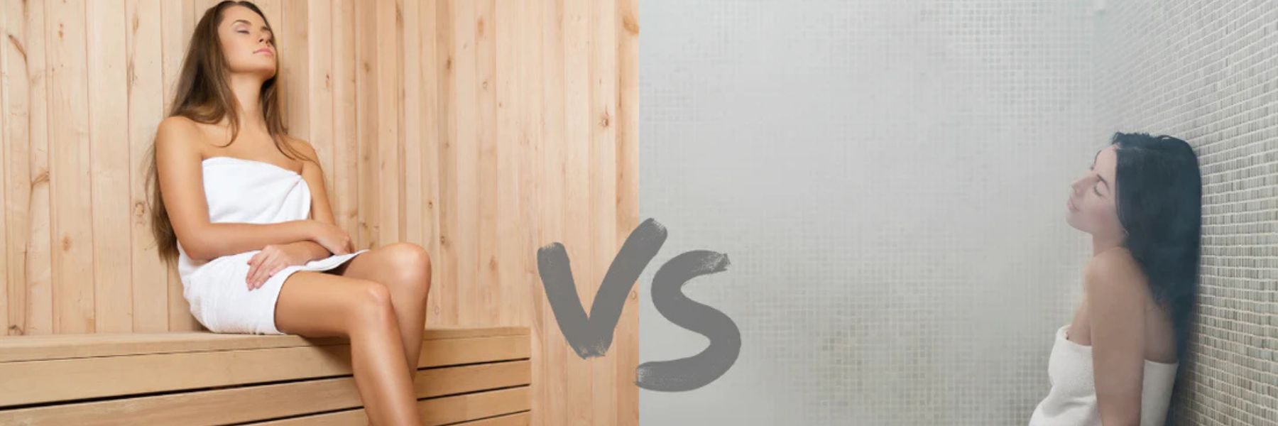 Sauna vs steam room comparison showing dry heat sauna and humid steam room environments