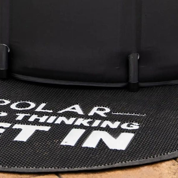 A protective mat under a cold plunge tub improves safety, protects flooring, and helps stabilise the setup.