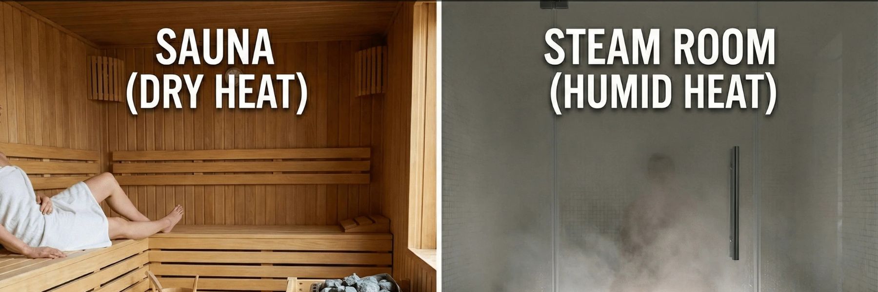 Sauna vs steam room comparison showing dry heat versus humid heat for wellness and recovery benefits