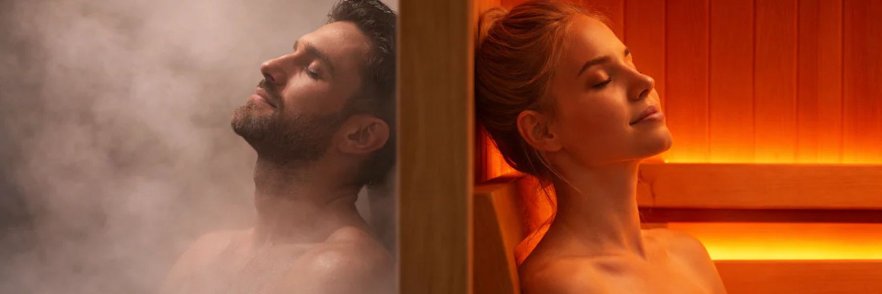 Steam room vs sauna comparison showing humid steam and dry heat relaxation for wellness and recovery