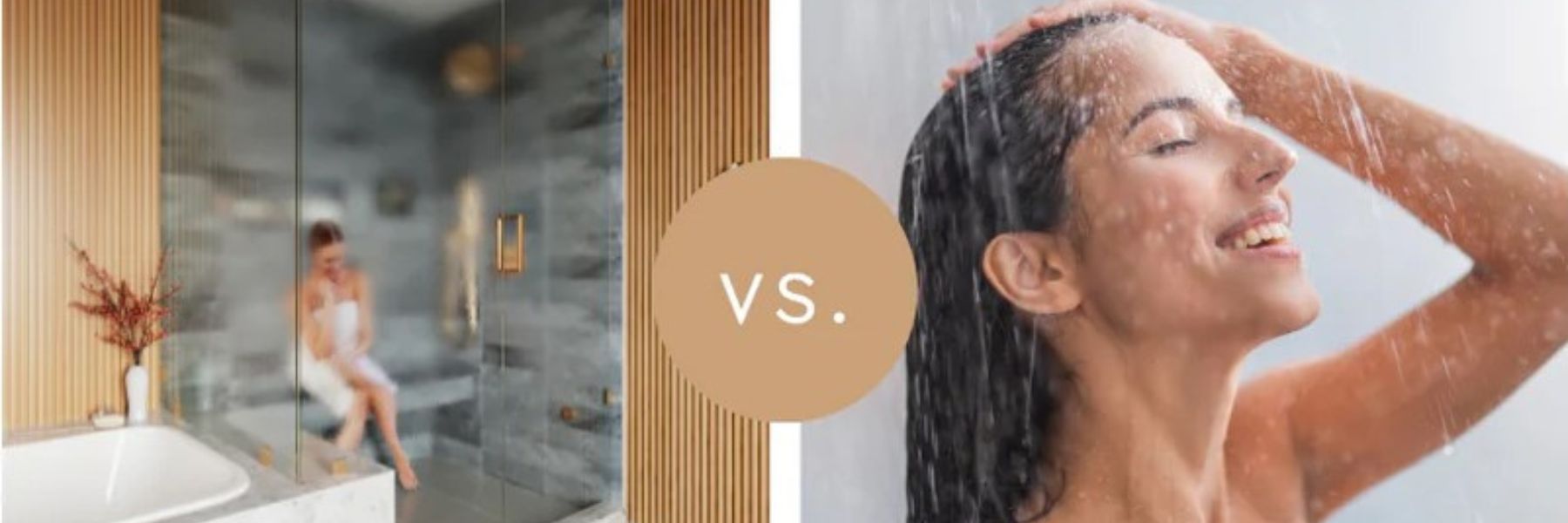 Steam shower vs regular shower comparison showing humid steam therapy versus standard water shower experience