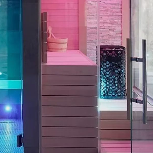 Modern steam shower and sauna combination in luxury bathroom with ambient lighting  Image 2: