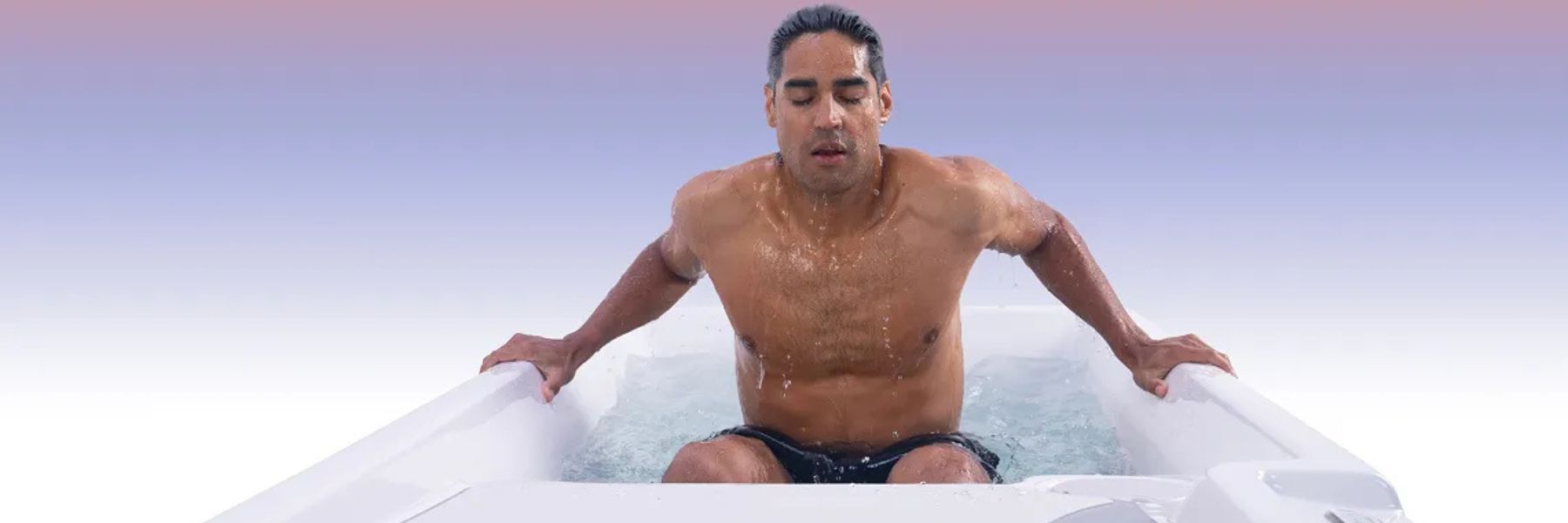 Athlete completing cold plunge recovery routine after exercise