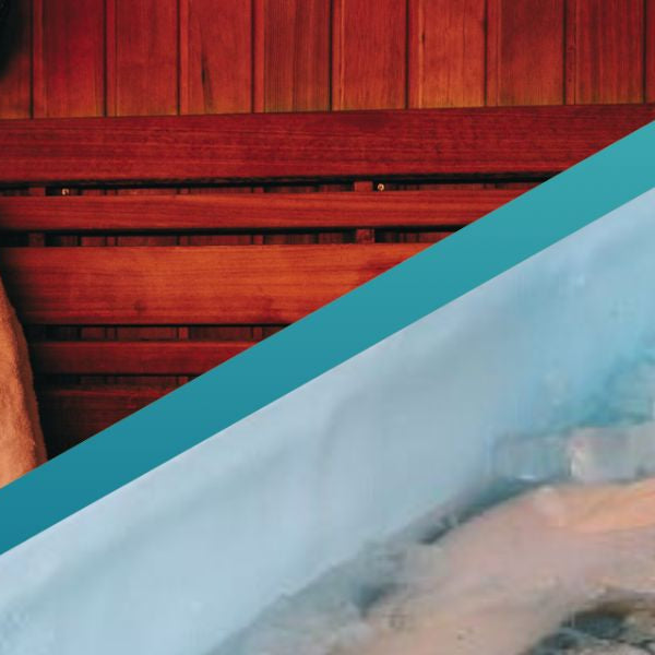 Sauna and cold plunge contrast, showing hot and cold therapy benefits and recovery routine