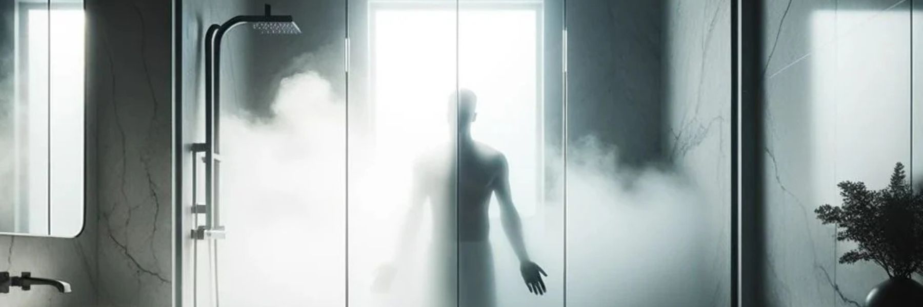 Person stepping into steam shower after workout highlighting recovery and muscle relaxation benefits