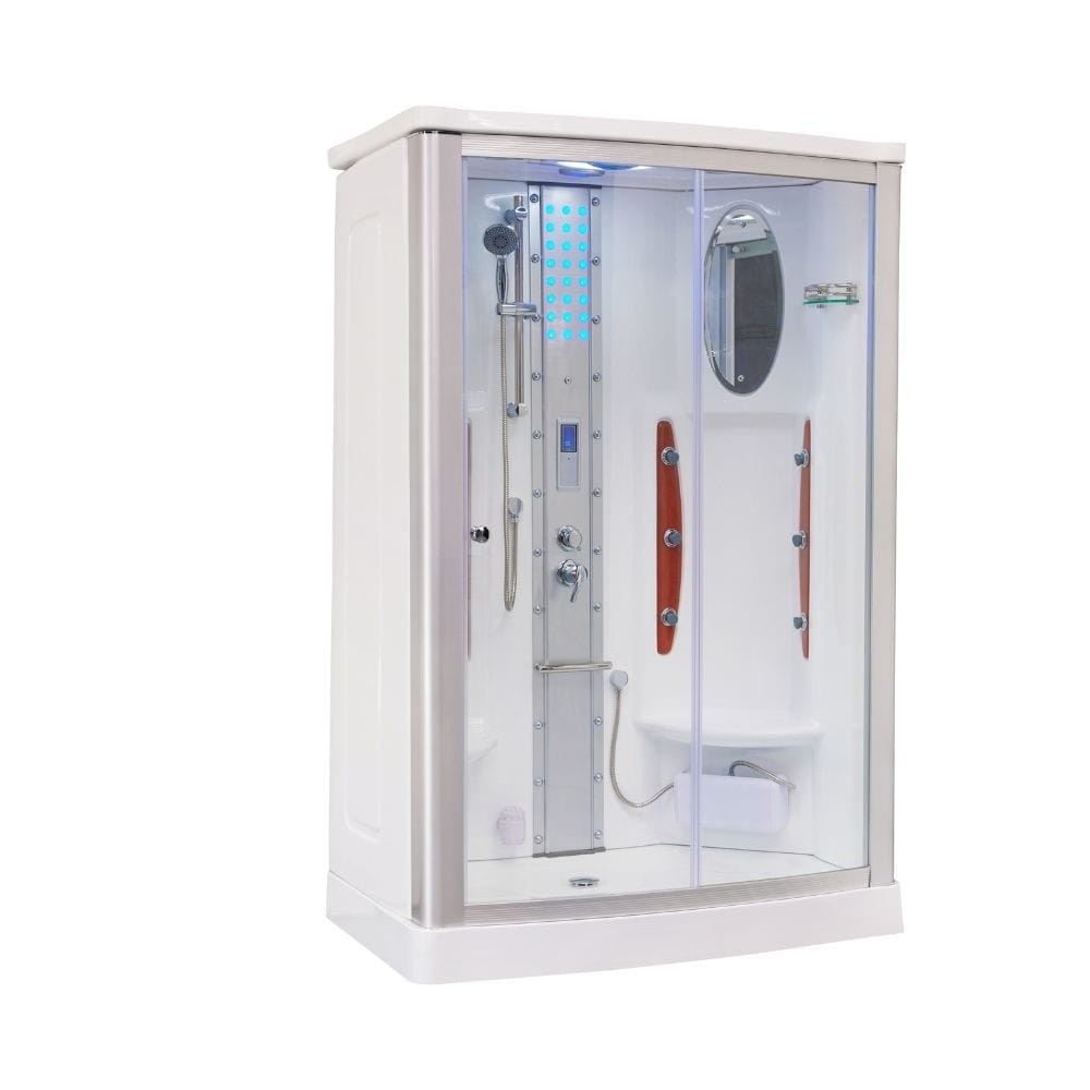 Mesa 54" 2 Person Rectangular Free Standing Walk-in Steam Shower - Clear Glass
