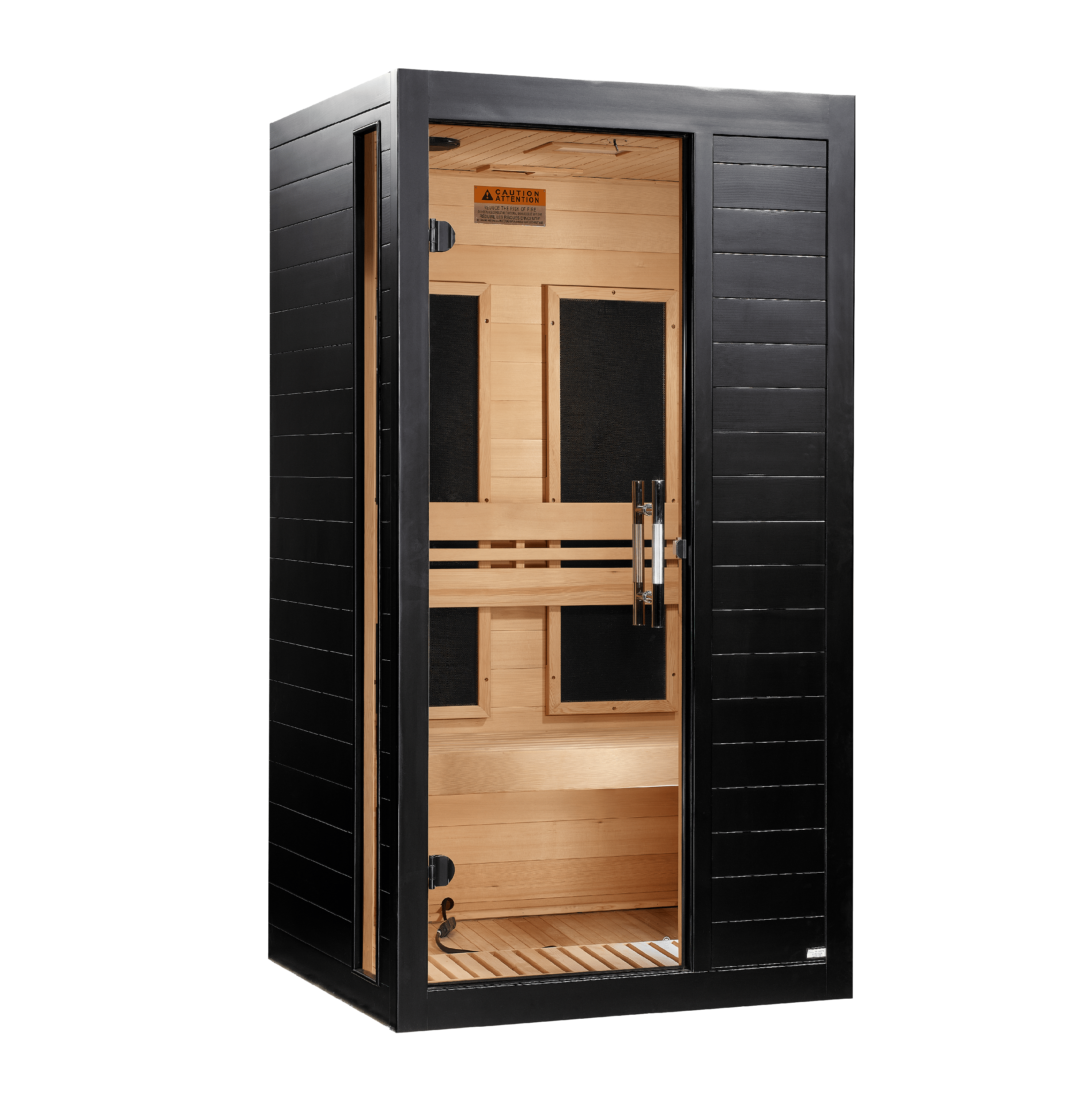 Golden Designs Dynamic Veneto 1-2 Person Low EMF FAR Infrared Sauna in black, right angle
