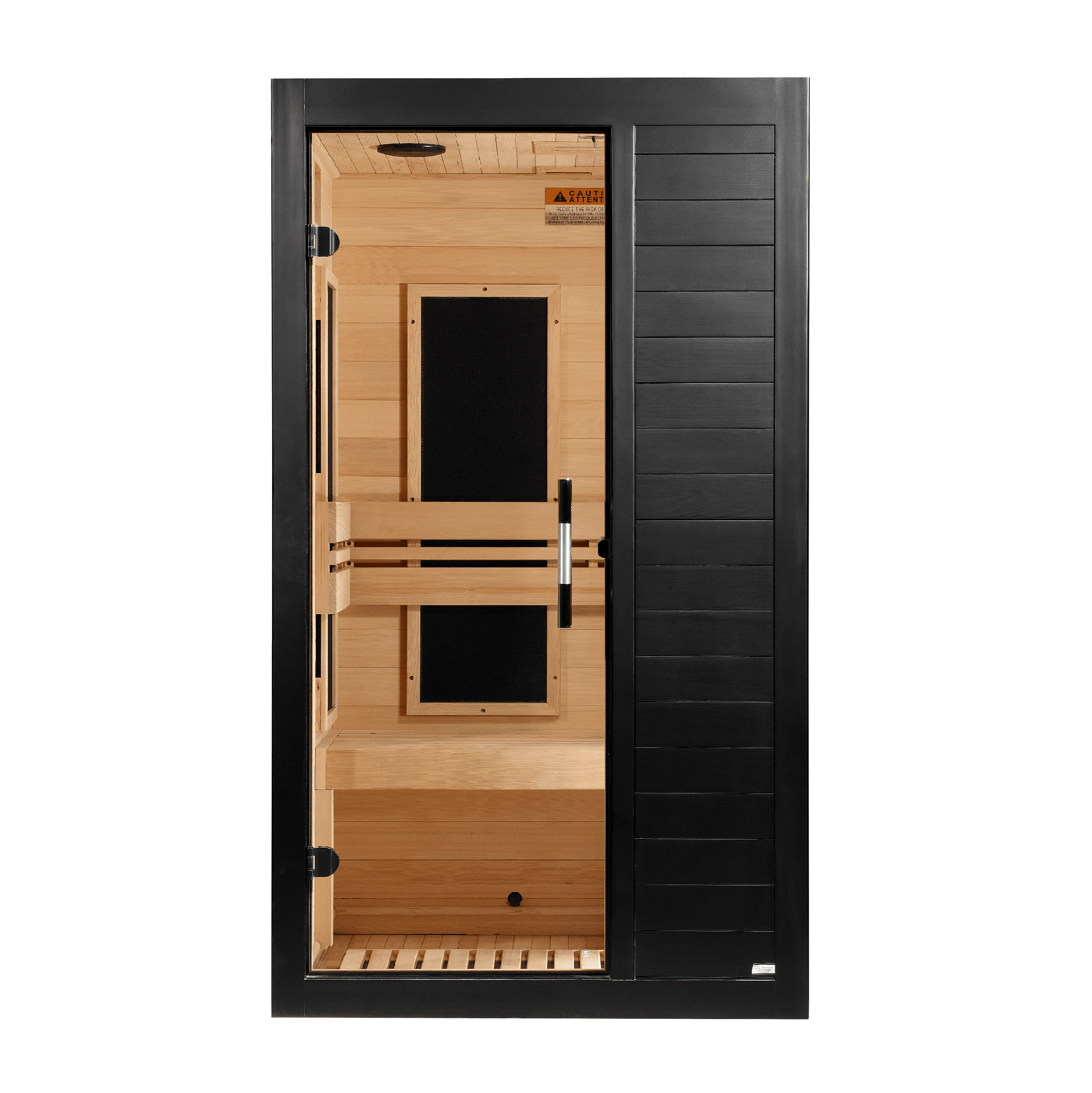Golden Designs Dynamic Veneto Elite 1-2 Person Ultra Low EMF FAR Infrared Sauna in black, front view