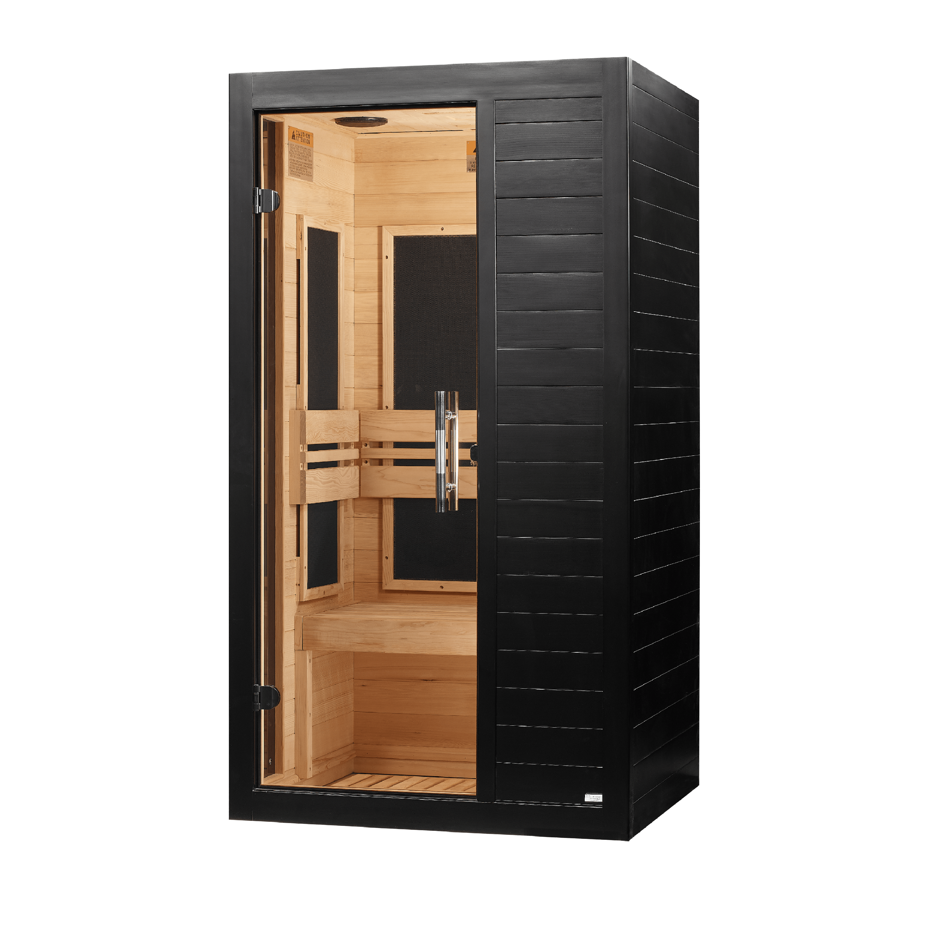 Golden Designs Dynamic Veneto Elite 1-2 Person Ultra Low EMF FAR Infrared Sauna in black, left angle