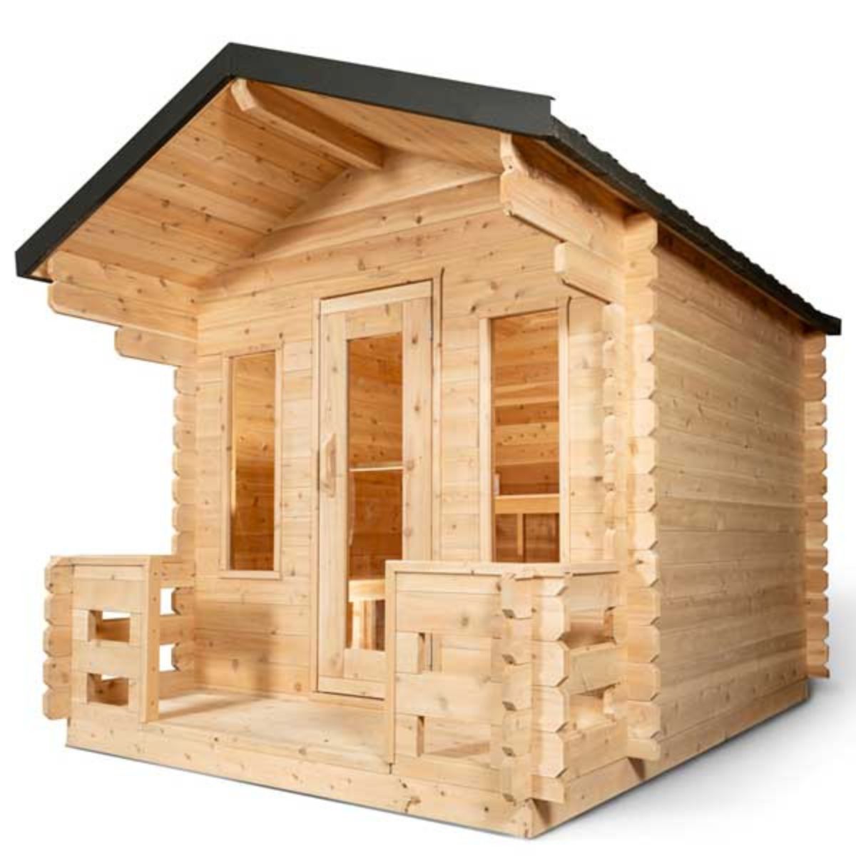 The Dundalk CT Georgian Wood Burning Cabin Sauna with Porch