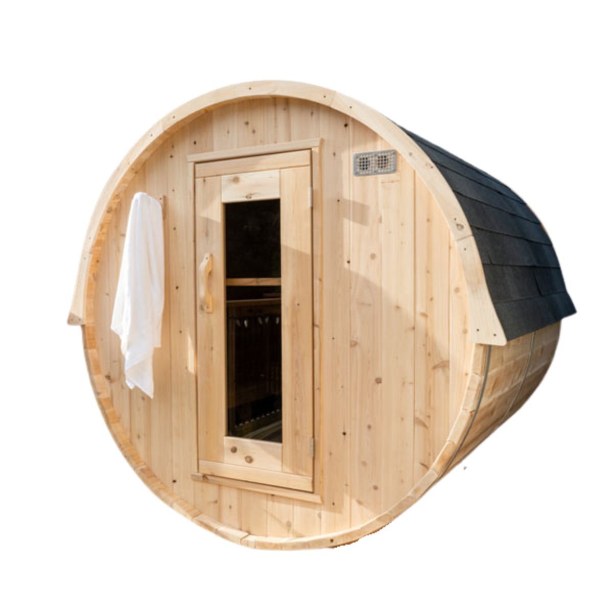 The Dundalk CT Harmony Wood Burning Barrel Sauna.