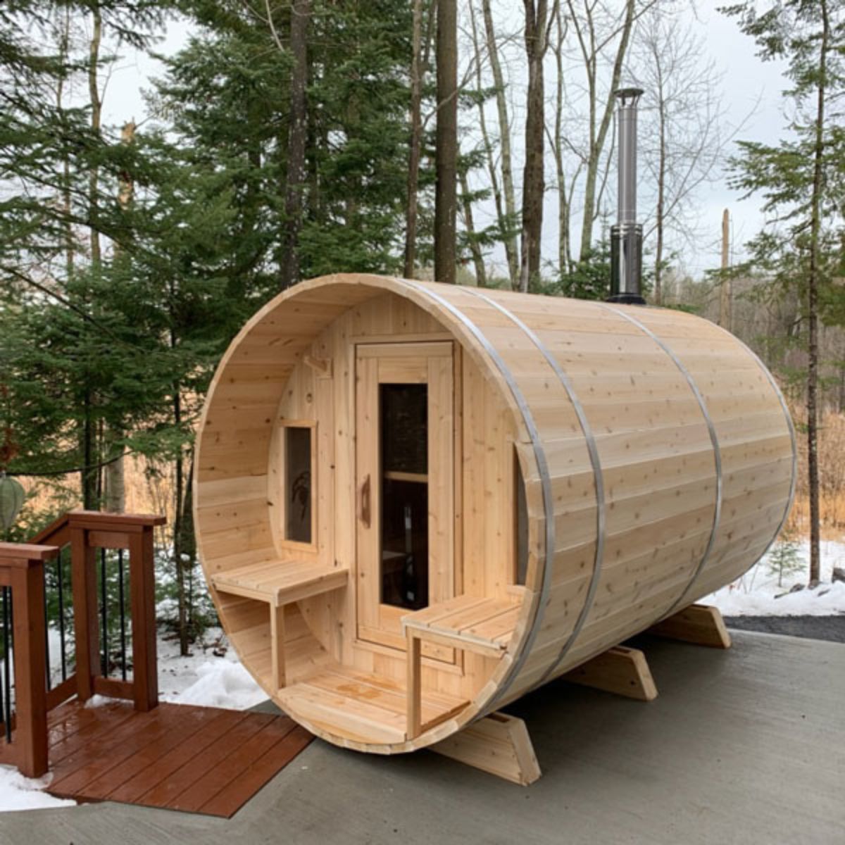 This sauna can be installed on your favorite get-together spot