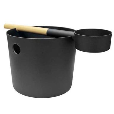 Long-lasting bamboo ladle that can also be used as a handle or set on top of the bucket