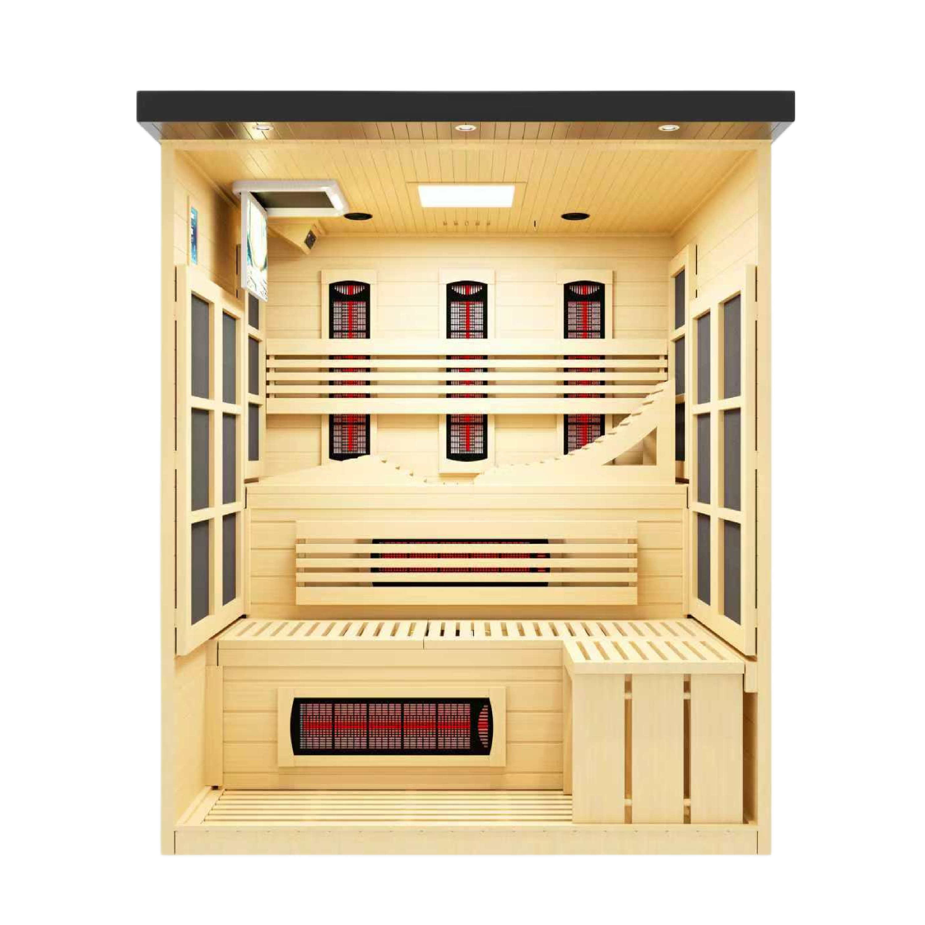Golden Designs Monaco 6-Person Full Spectrum PureTech™ Near Zero EMF FAR Infrared Sauna, interior
