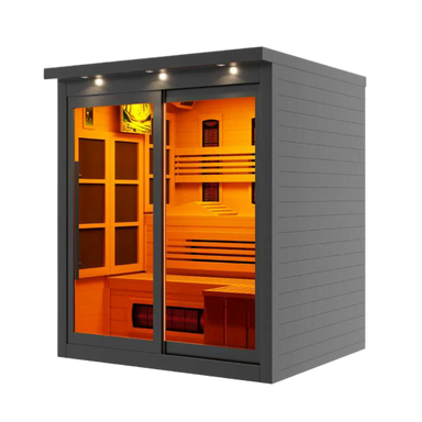 Golden Designs Monaco 6-Person Full Spectrum PureTech™ Near Zero EMF FAR Infrared Sauna, right angle