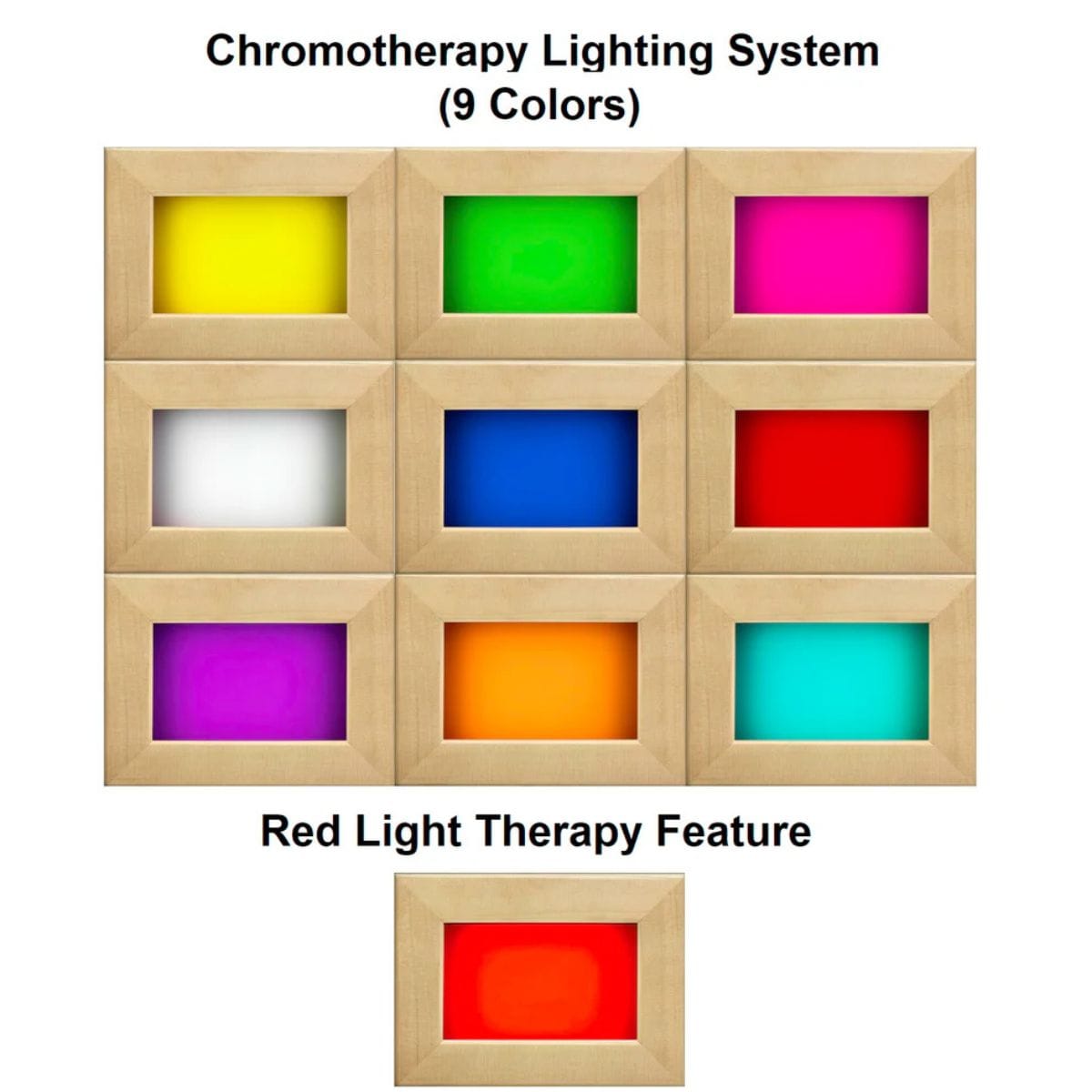 Interior Chromotherapy Color Lighting System + Red Light Therapy Feature