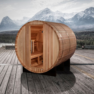Get your Golden Designs Barrel sauna now!