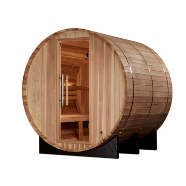 This 4-person traditional barrel sauna provides maximum usable space