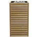 Wood panels add a finished look to the heater and help prevent burn injuries