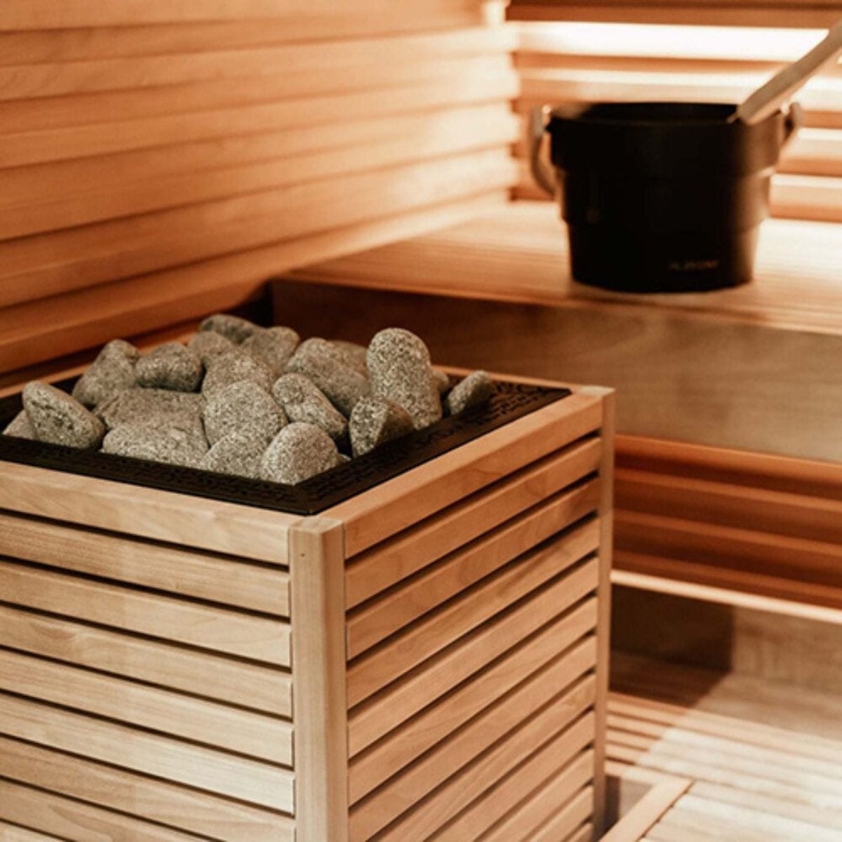 Can be completely embedded into a sauna bench