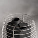 Ventilation system with black duct and metal grille on a gray background