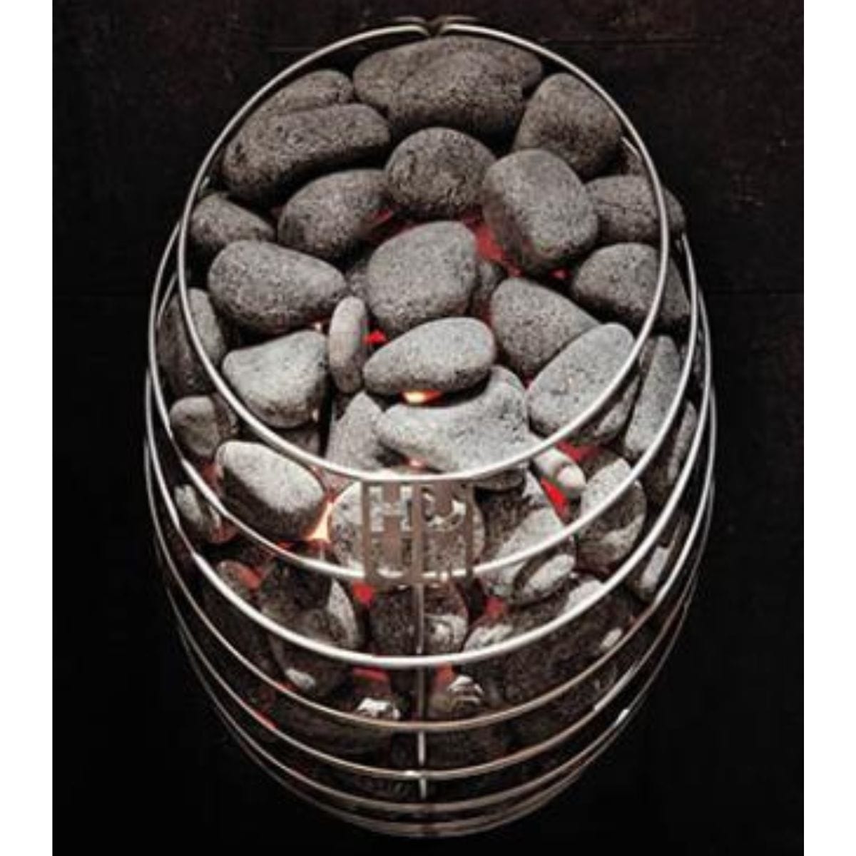 The sculptural hemispheric shape of this sauna heater mimics the absolute purest of elements