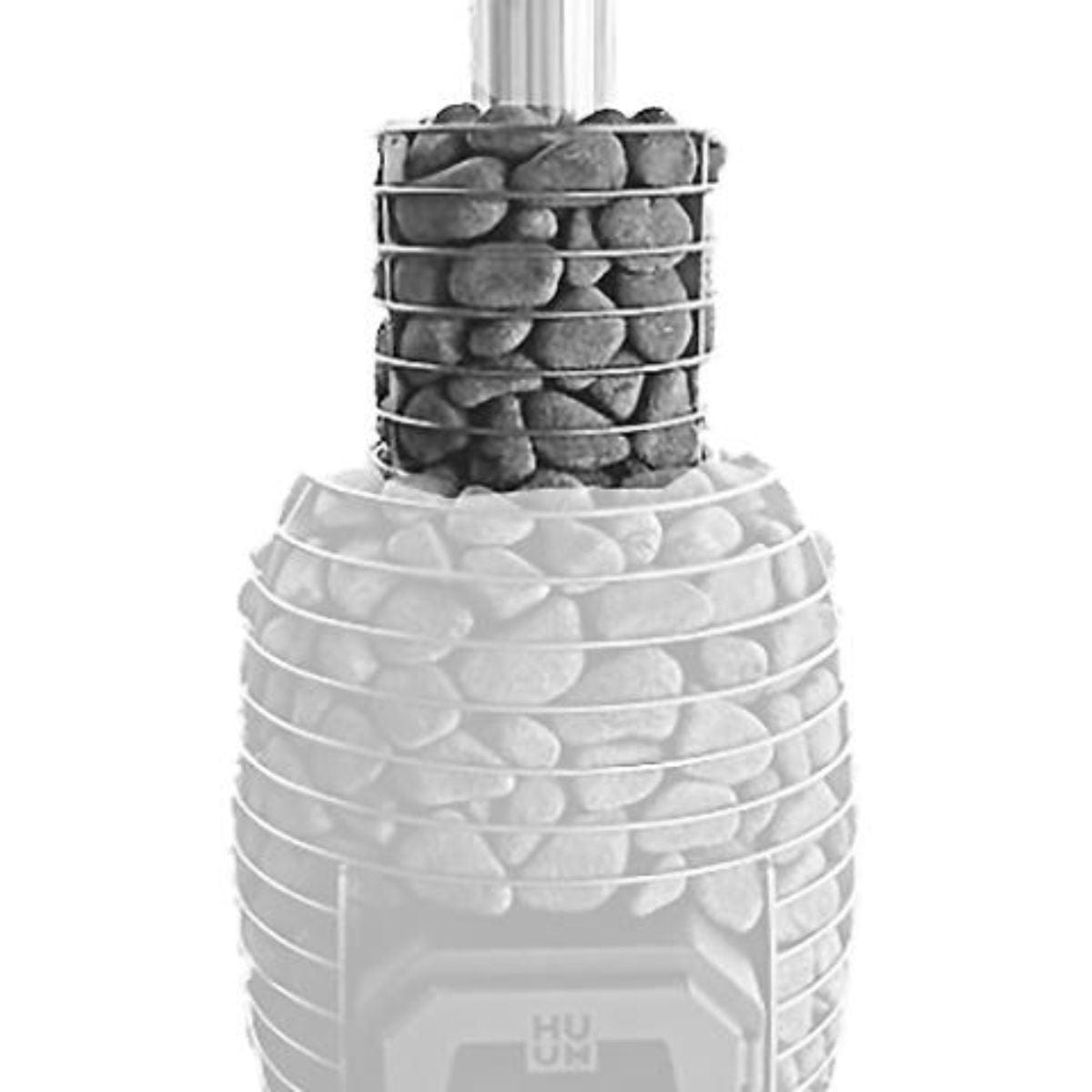 The stone cage filled with sauna stones is also a decorative element matching the sauna heater