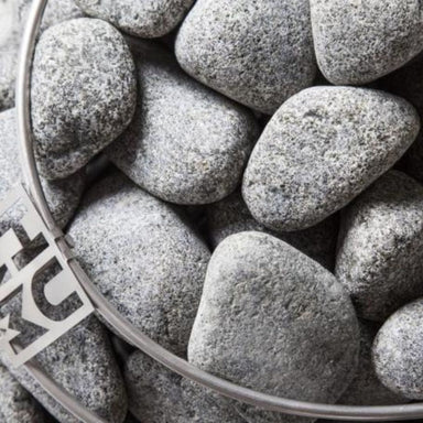 These HUUM-rounded granite sauna stones compliment the artful design of any HUUM sauna heater and are selected for their ability to stand up to extreme heat variations