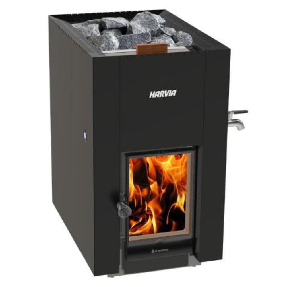 Harvia GreenFlame Series 15.7kW Wood Sauna Stove with Water Tank