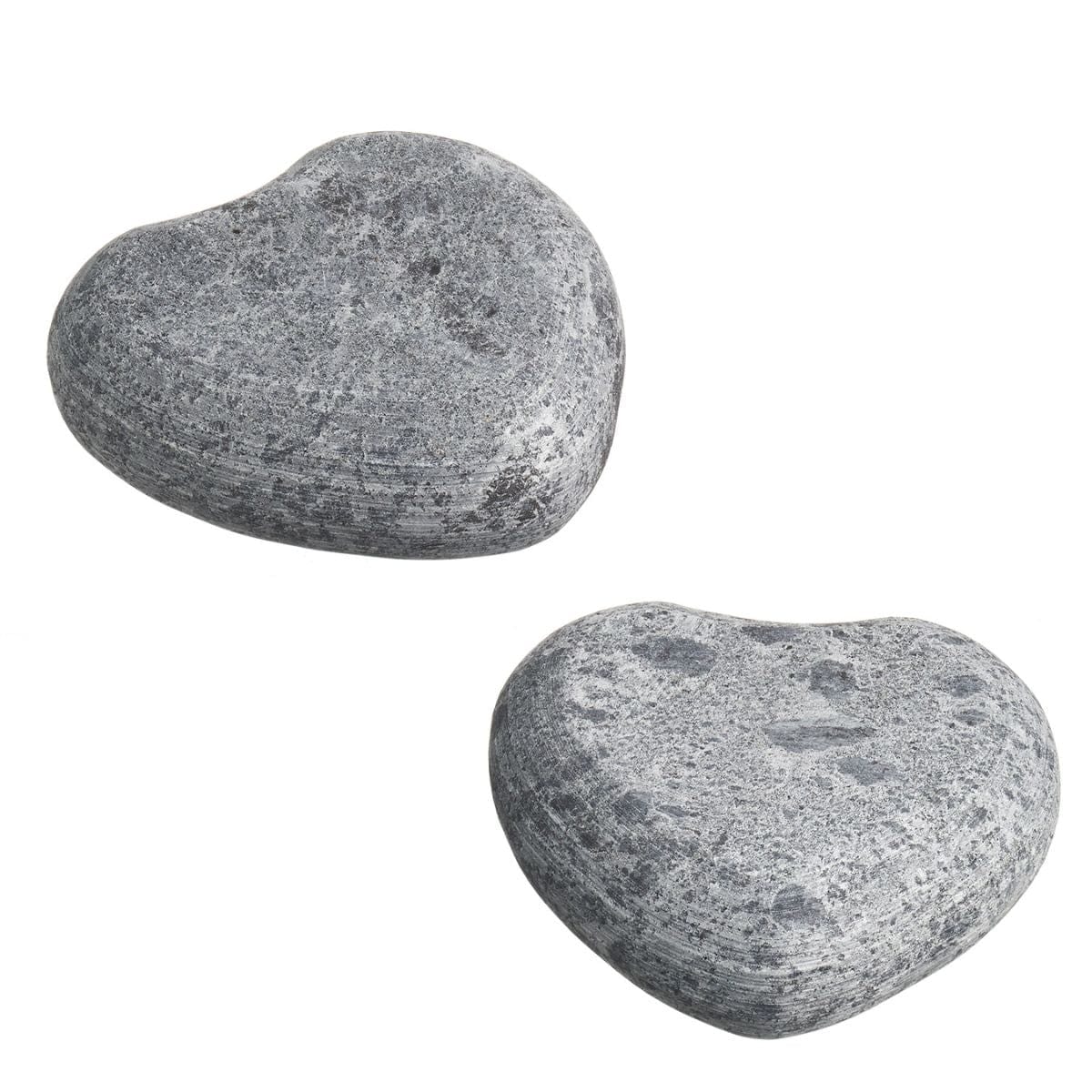 Heart-shaped stones make for an ergonomic way of handling massage stones