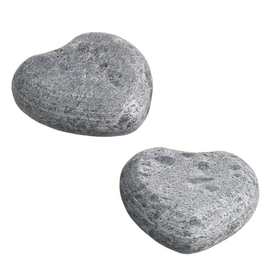 Heart-shaped stones make for an ergonomic way of handling massage stones