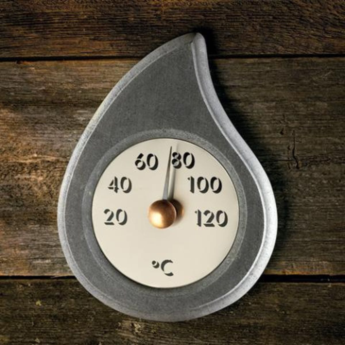 The simple design of the droplet thermometer is excellent for many types of saunas at home or in a cottage