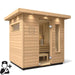 The C2 Outdoor Sauna includes a freestanding FERO Sauna Heater