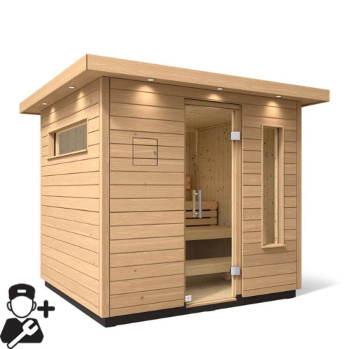 The C2 Outdoor Sauna is also designed for freestanding installation