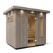 The Kohler C2 Outdoor Sauna features a premium Scandinavian spruce wood interior