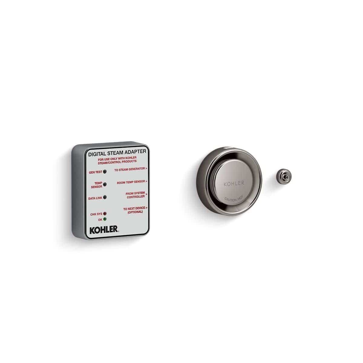 The Kohler® Digital Steam Adapter Kit, Single, enables seamless integration with your steam shower system
