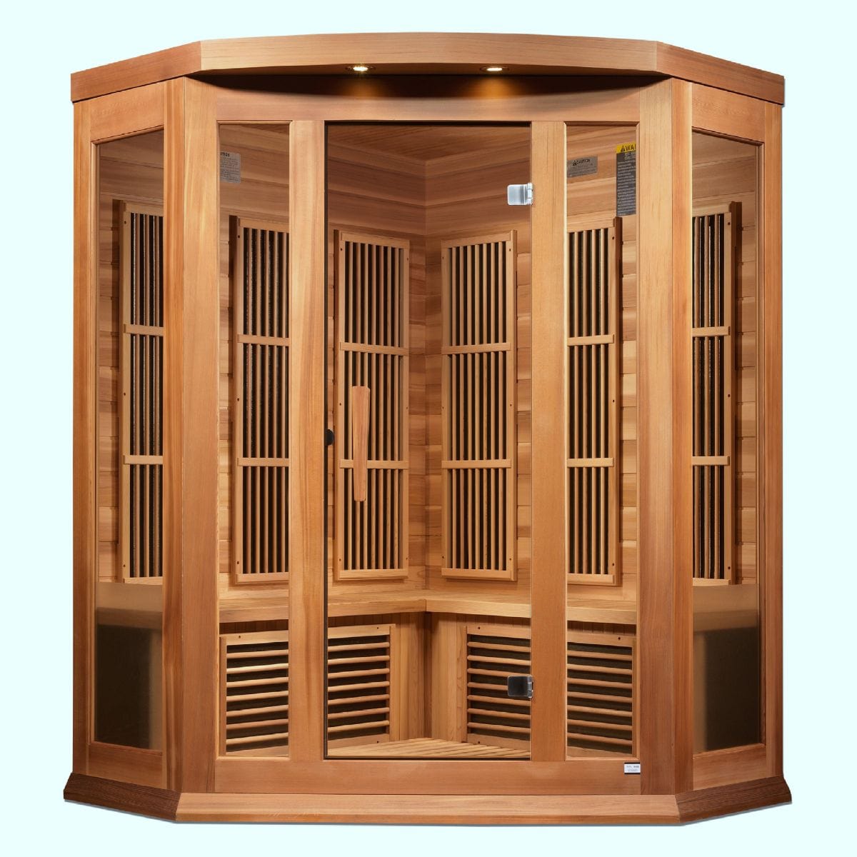 The Maxxus 3-Person Corner Low EMF FAR Canadian Red Cedar Infrared Sauna