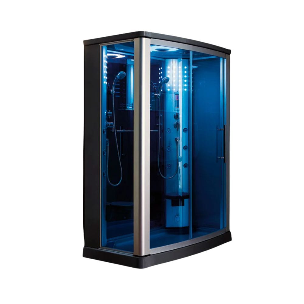 Mesa 54" 2 Person Rectangular Free Standing Walk-in Steam Shower - Blue Glass