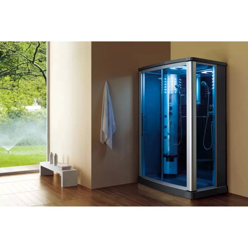 Mesa 54" 2 Person Rectangular Free Standing Walk-in Steam Shower - Blue Glass