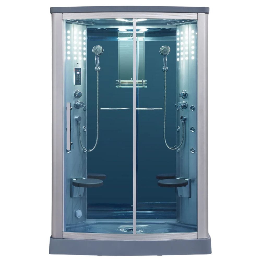 Mesa 54" 2 Person Rectangular Free Standing Walk-in Steam Shower - Blue Glass