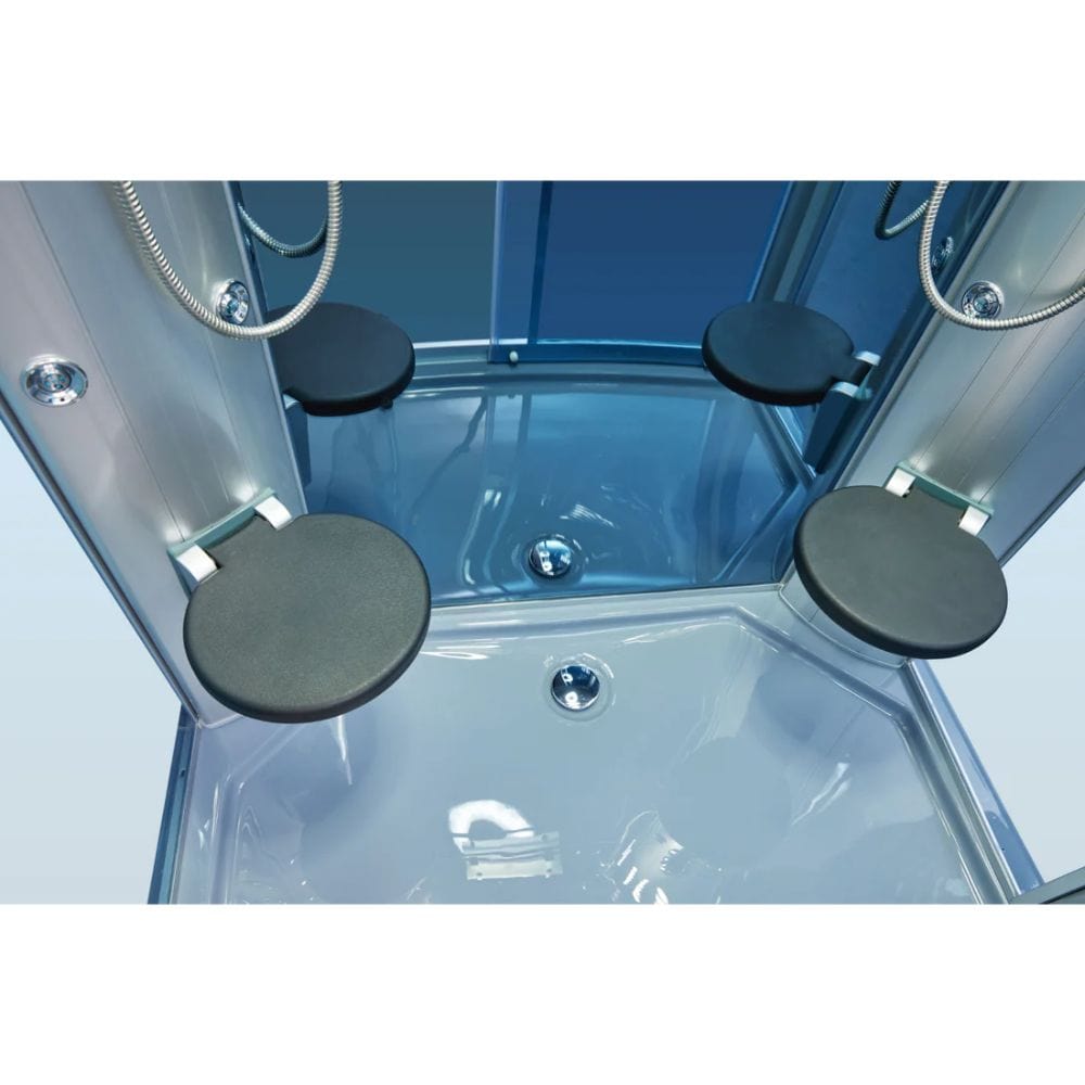 Mesa 54" 2 Person Rectangular Free Standing Walk-in Steam Shower - Blue Glass