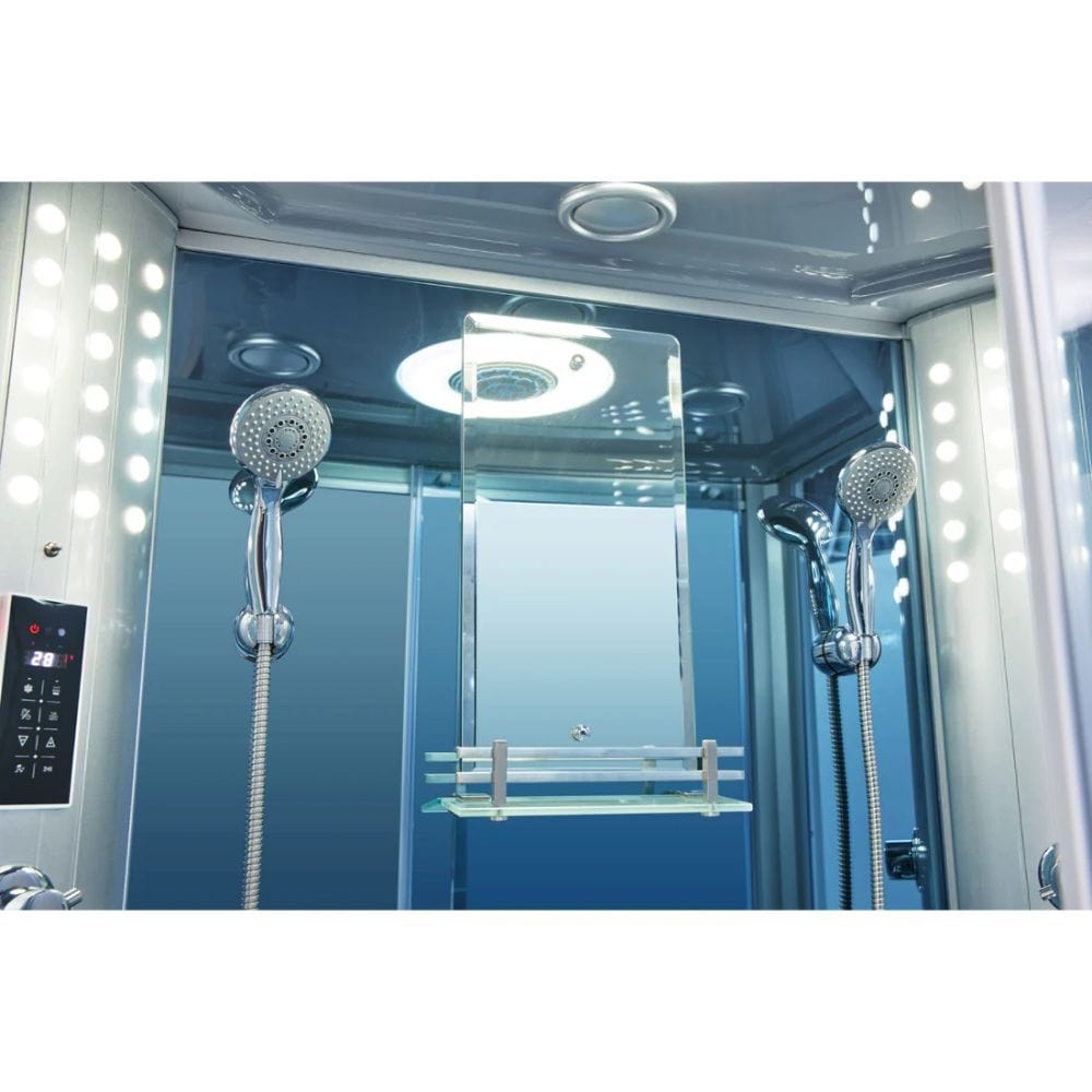 Mesa 54" 2 Person Rectangular Free Standing Walk-in Steam Shower - Blue Glass