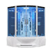 Mesa 63" 2 Person Corner Steam Shower with Jetted Tub - Blue Glass