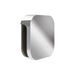 Metallic wall-mounted soap dispenser on a white background