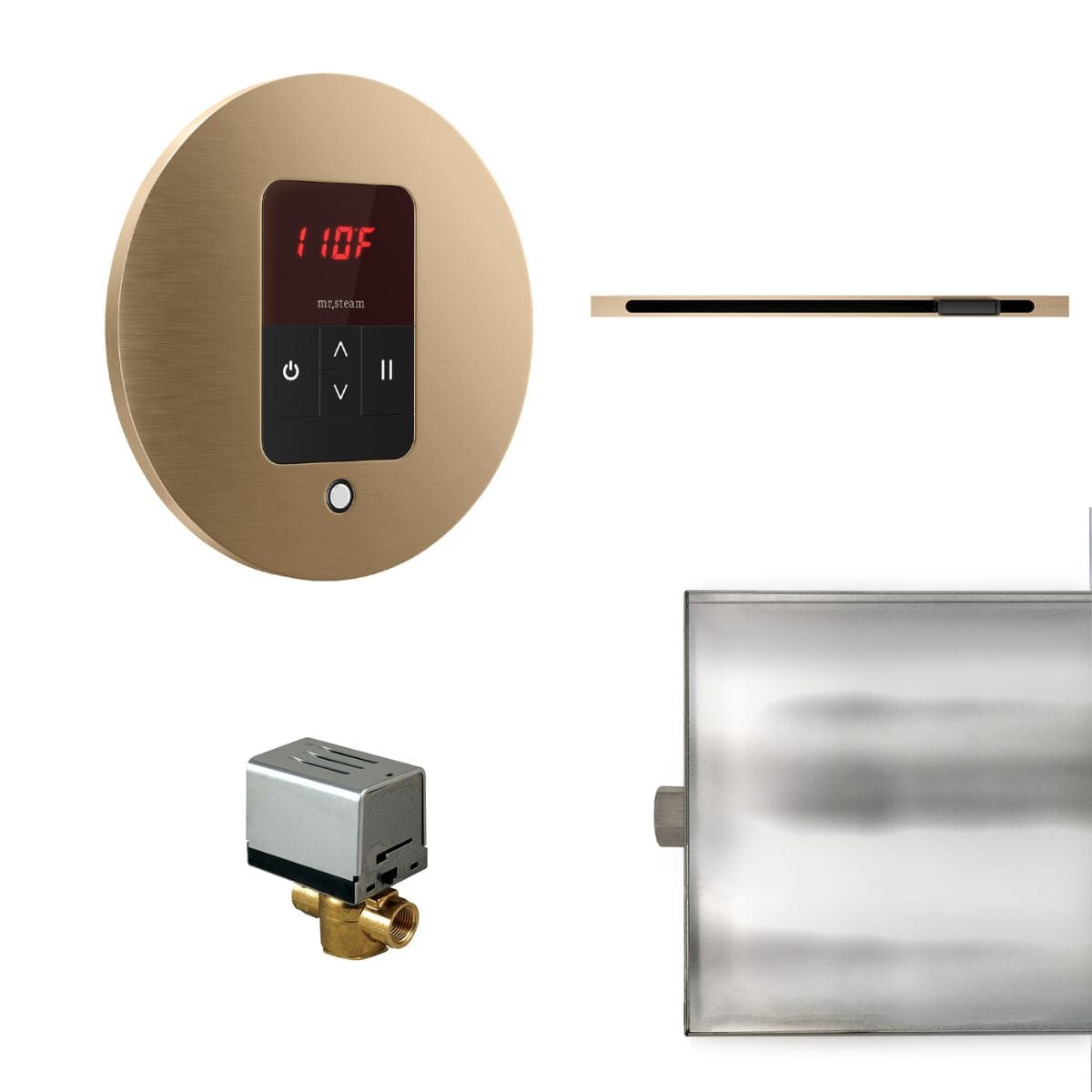 Mr. Steam Basic Butler Linear Round Steam Shower Control Package with iTempo Control and Linear SteamHead