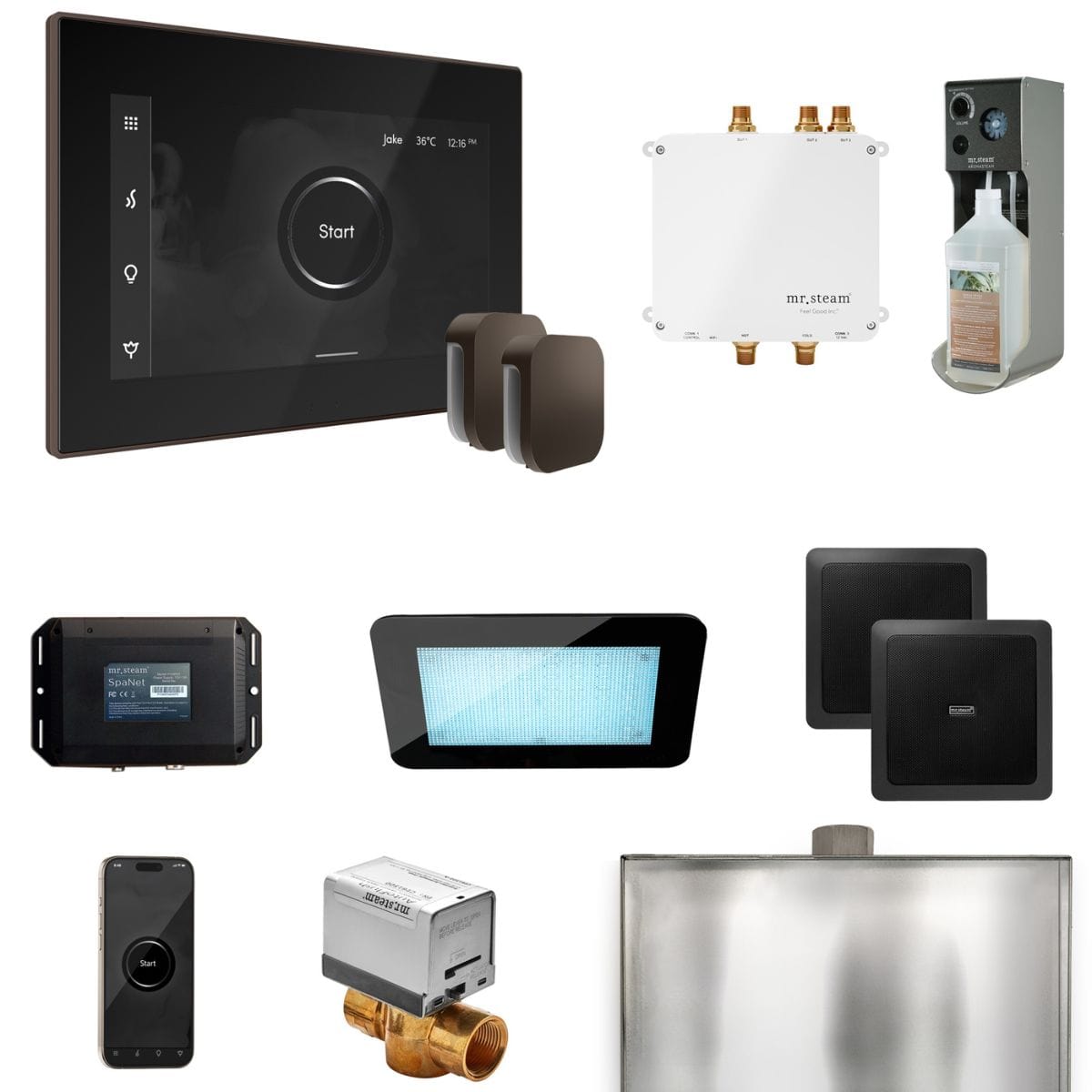 AromaGlass Steam Head, AutoFlush system, and Condensation Pan