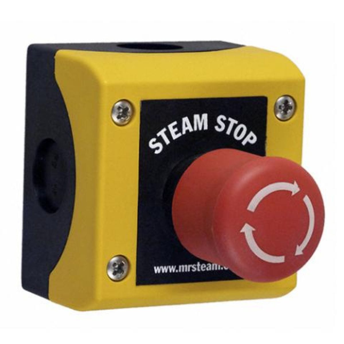 This CU SteamStop emergency stop switch electronically shuts down the steam generator and initiates the Digital 1 internal alarm and the CU Alarm