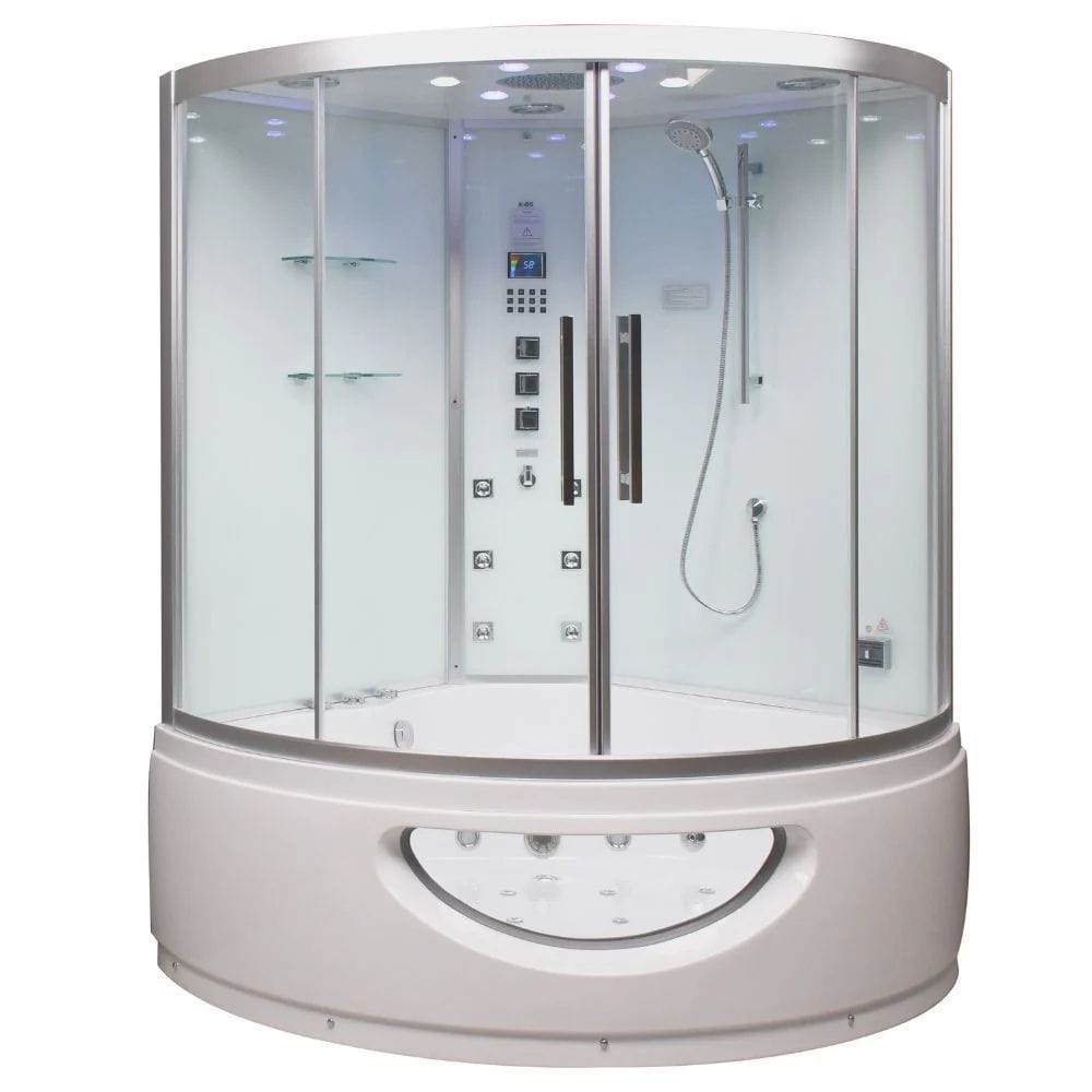 Platinum 59" Corner Steam Shower Jetted Tub Clear Glass